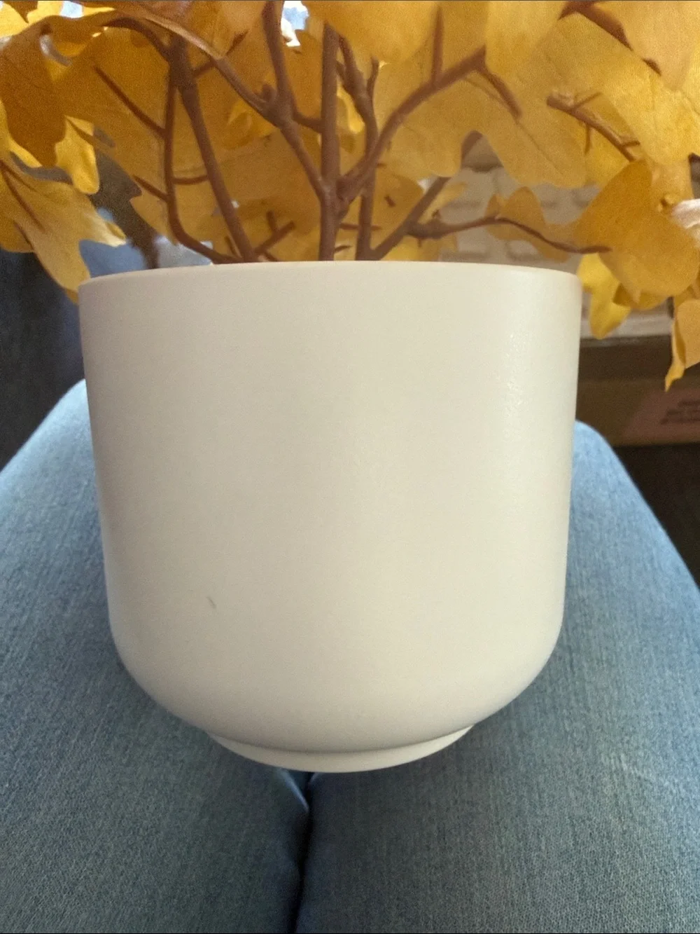 Yellow Faux Oak Leaf Potted Accent -